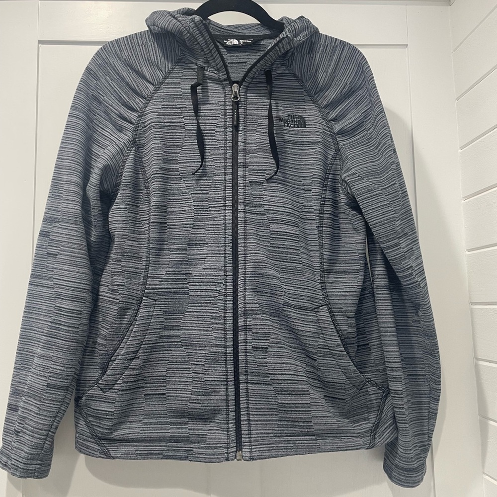 Theโ North Face Gray Striped Hoodie